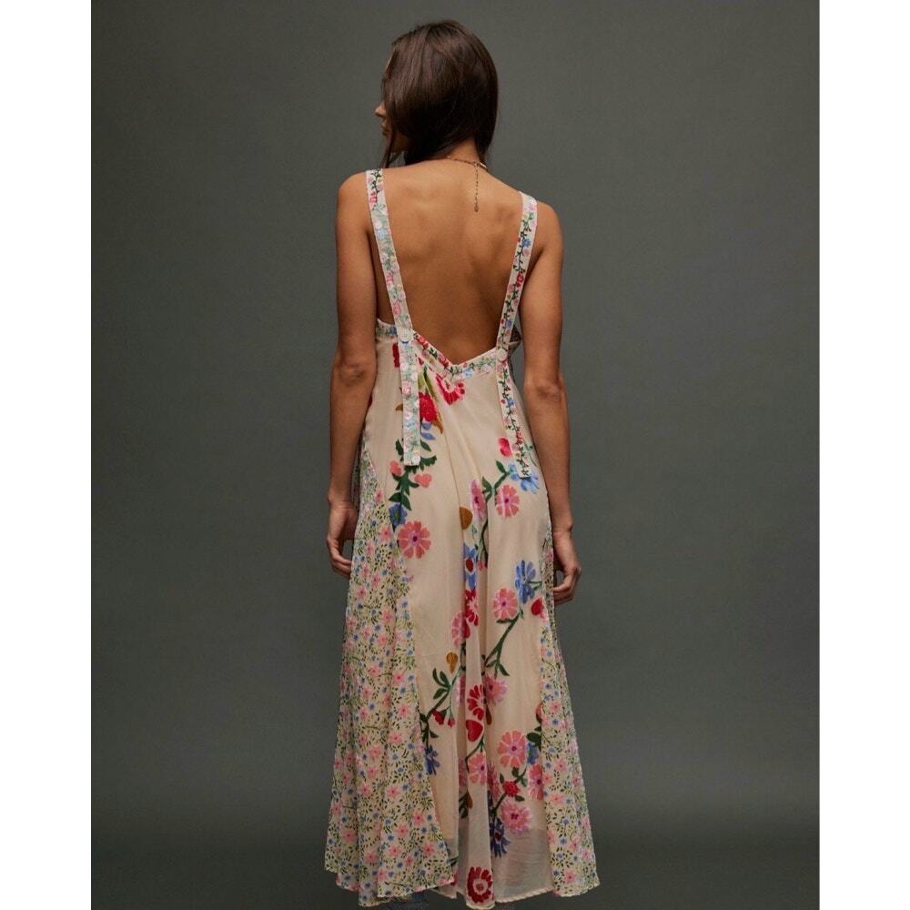 Free People Falling Petals Velvet Maxi Dress Large Sold Out - Picture 3 of 6